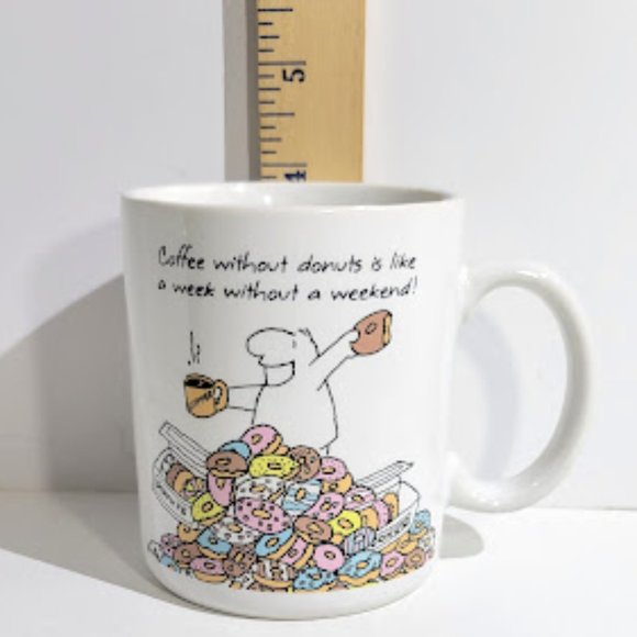 VINTAGE 80'S HALLMARK MUGS COFFEE MUG CUP "COFFEE WITHOUT DONUTS…" - Picture 2 of 5